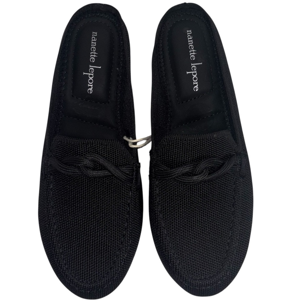 Nanette Lepore Slip On Loafers Black Knot Detail Lightweight Camille Size 7